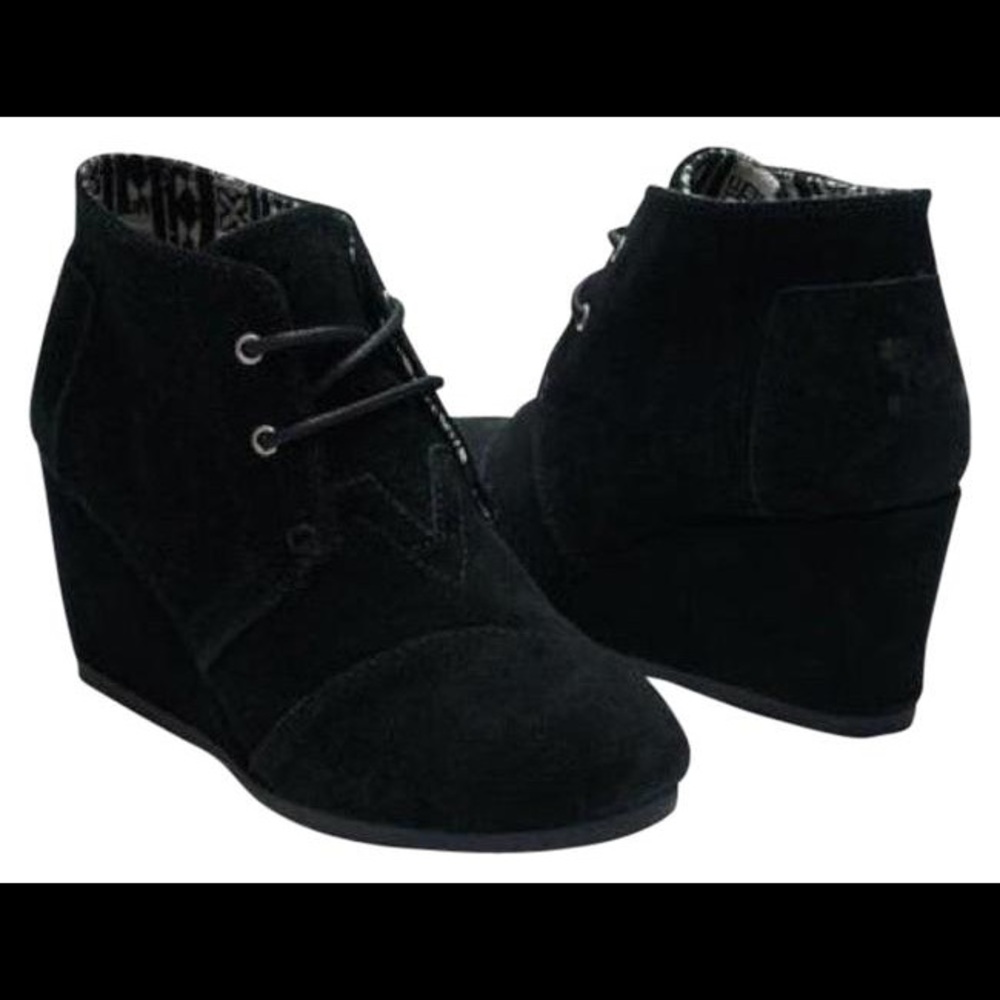 Toms Black Suede Dessert Wedge